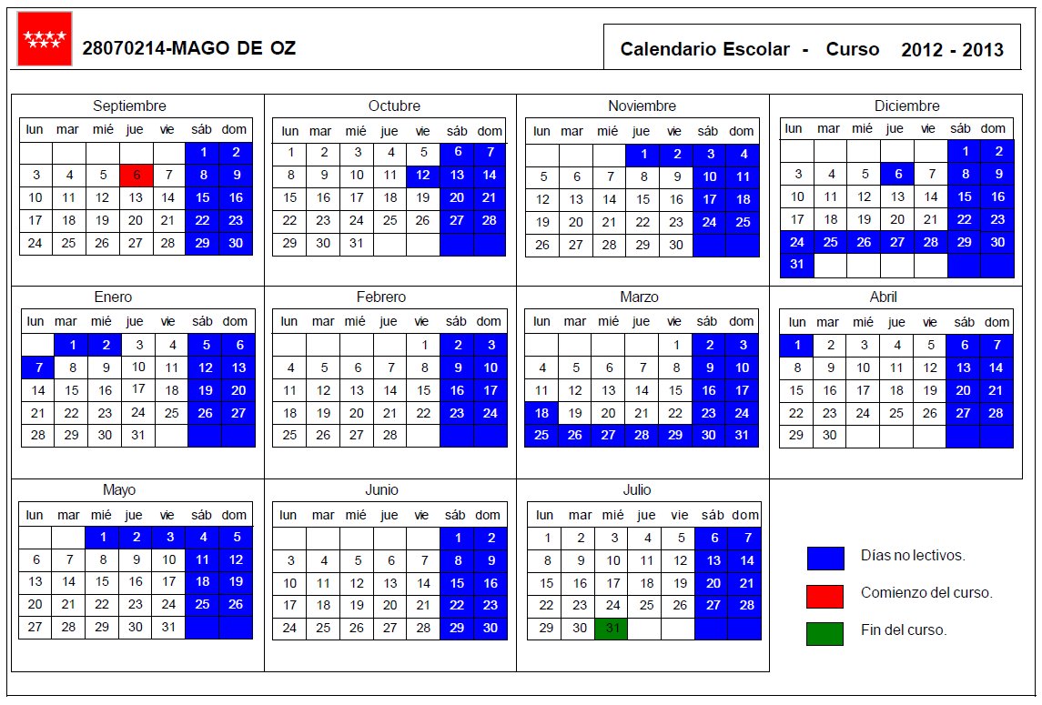 Calendario 2012-2013